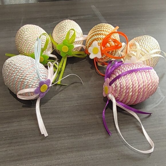 6 Easter Decorative Eggs Handmade, Multi Colors - Picture 1 of 4